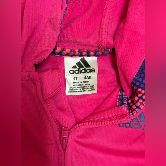Adidas Vibrant Pink Hoodie with Patterned Trim - Picture 2 of 6
